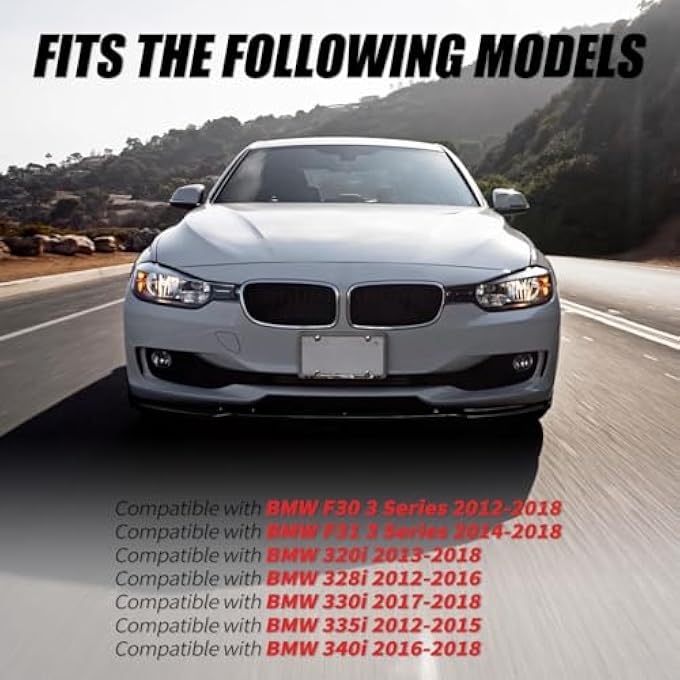 Fancemot Gloss Black Front Bumper Lip Compatible with BMW F30 F31 3 Series 2012-2018, Splitter Spoiler Diffuser Protector Wing Body Kit Compatible with BMW 320i 328i 330i 335i 340i - Image 2