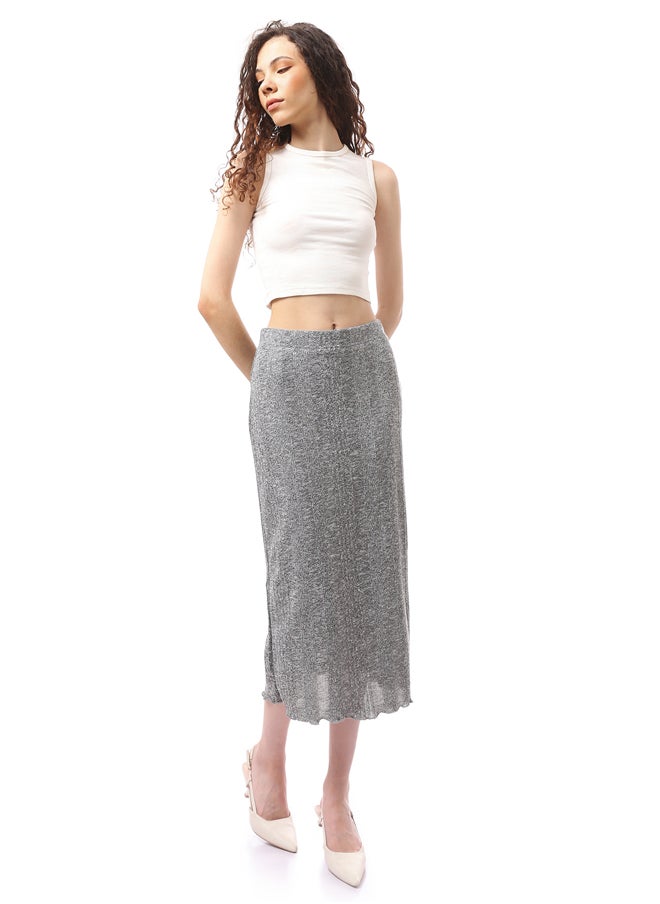 RAVIN - Heather Dark Grey Slip On Jupe - Image 1