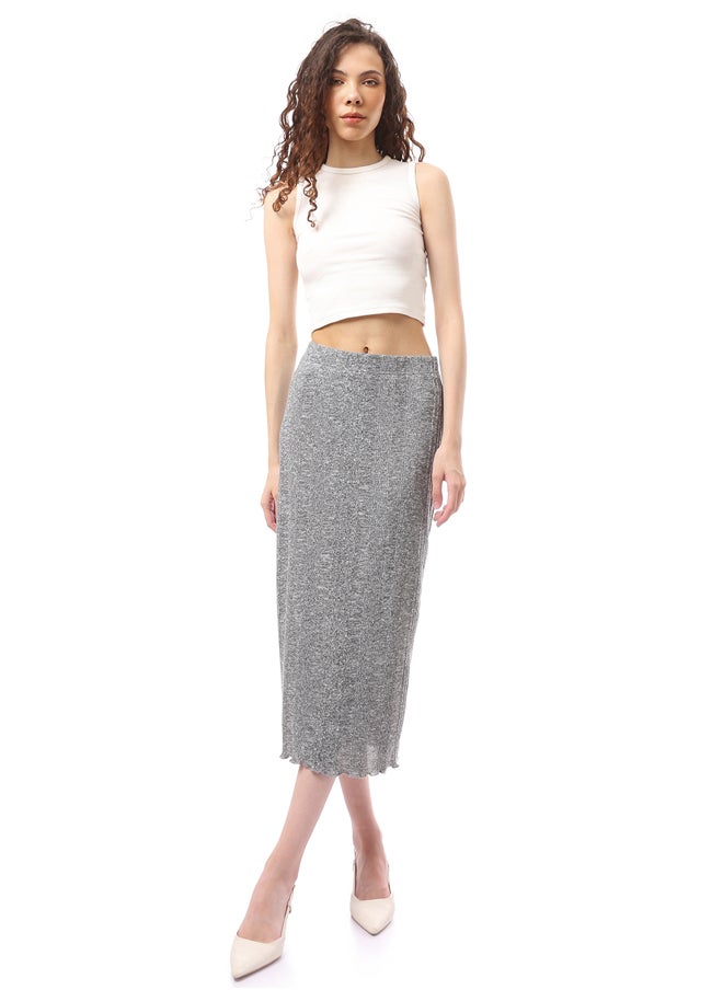RAVIN - Heather Dark Grey Slip On Jupe - Image 1