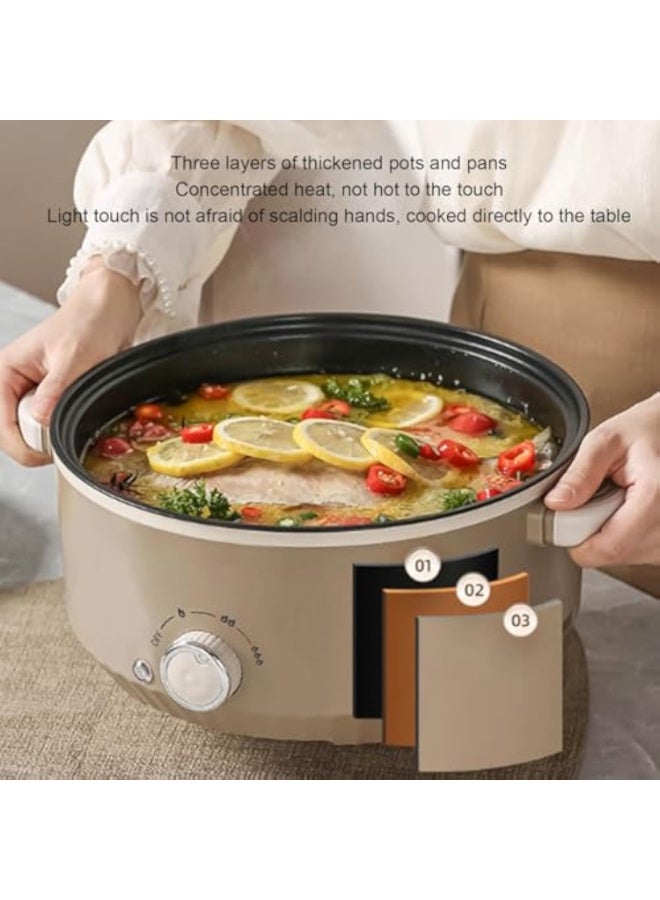 Arabest طباخ كهربائي متعدد الوظائف، مادة طلاء غير لاصقة من الدرجة الغذائية سعة 3 لتر مع سلة بخار لطهي الستيك والمعكرونة والحساء (800 واط) (قابس أمريكي) - Image 3