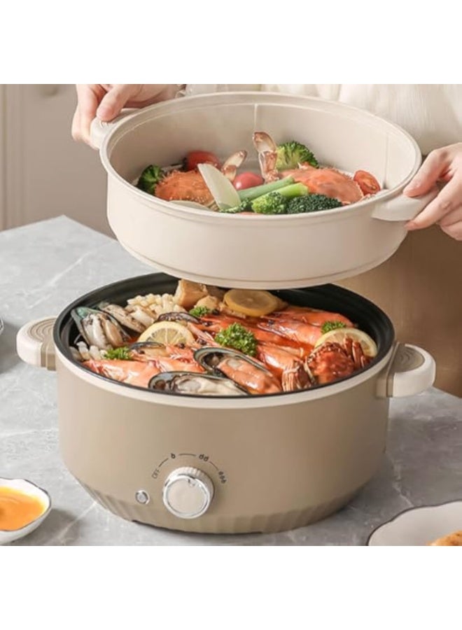 Arabest طباخ كهربائي متعدد الوظائف، مادة طلاء غير لاصقة من الدرجة الغذائية سعة 3 لتر مع سلة بخار لطهي الستيك والمعكرونة والحساء (800 واط) (قابس أمريكي) - Image 5