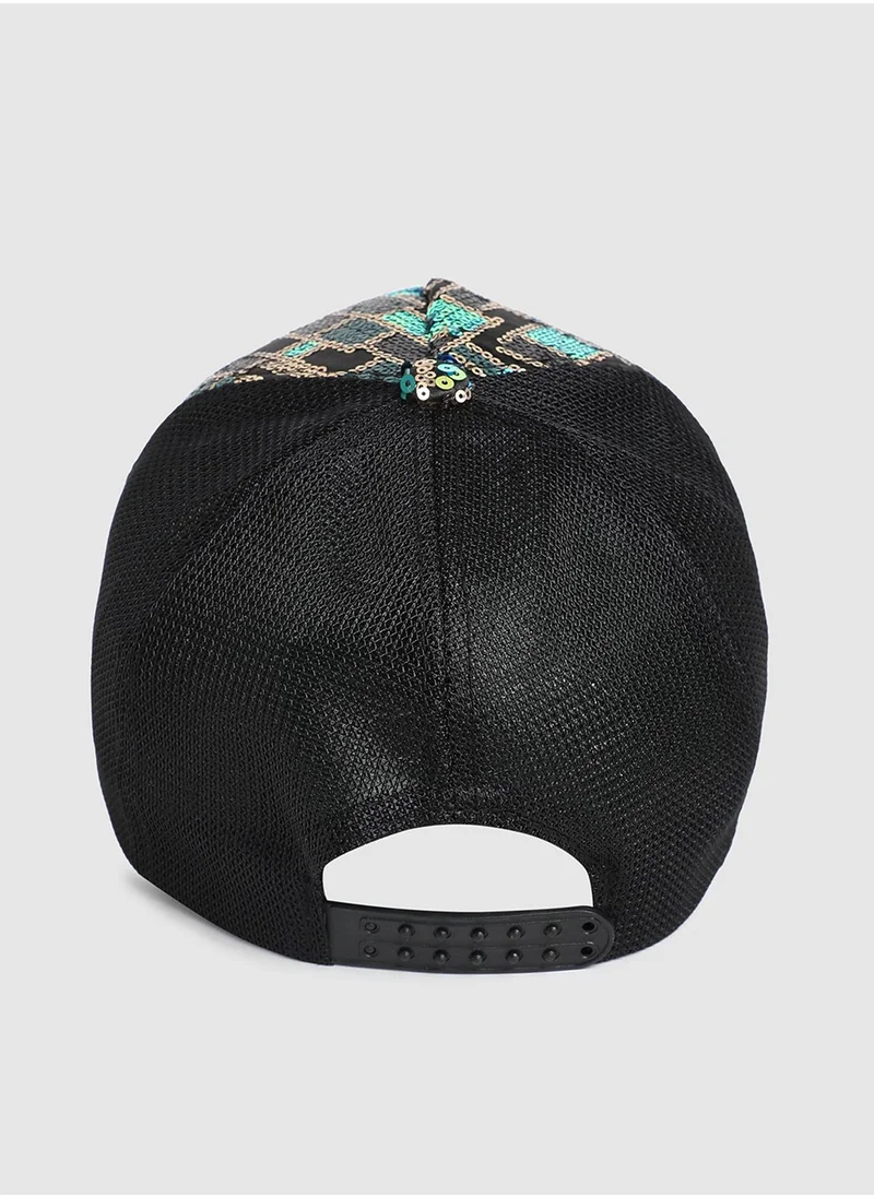 Haute Sauce Sequin Block Baseball Cap - Black
