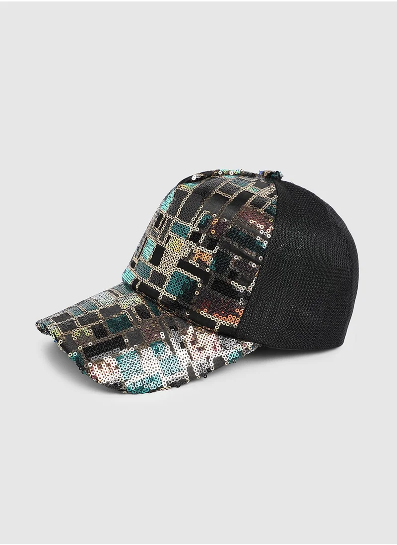 Haute Sauce Sequin Block Baseball Cap - Black