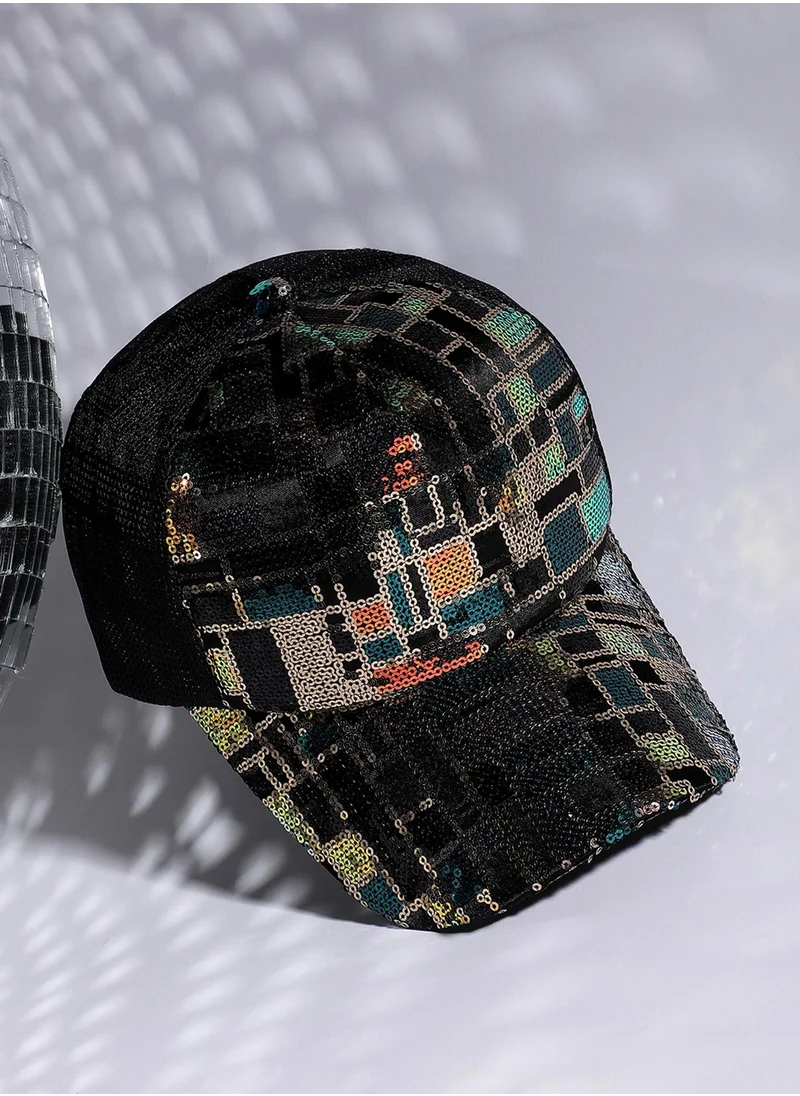 Haute Sauce Sequin Block Baseball Cap - Black