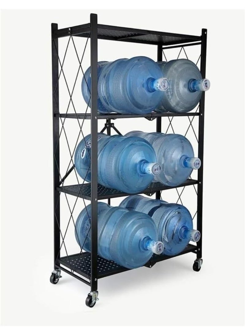 رف ميكروويف من 5 طبقات على سطح المطبخ - رف فرن قابل للطي مع عجلات، رف تخزين متين، رف أدوات الطهي والتخزين اليومي، رف دوار متعدد الأغراض للطهي والتخزين، مناسب للمنزل والمطعم والمقاهي وشاحنة الطعام والمبيت والمكتب والشقق والمطبخ الصغير والسيارة الترفيهية والمنزل المستأجر. - Image 5