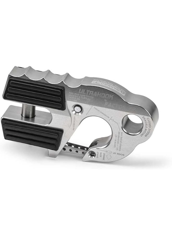 Factor 55 UltraHook Winch Hook with Shackle Mount - Silver