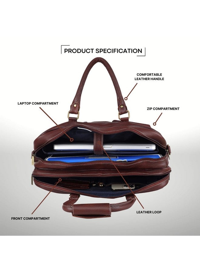 Wildhorn حقيبة حاسوب محمول للرجال من وايلد هورن جلد طبيعي 15.6 بوصة | حقيبة مكتب مع جيوب متعددة ومساحة تخزين إضافية | مقابض حمل قوية وحزام قابل للتعديل | ضمان لمدة سنة واحدة - Image 4