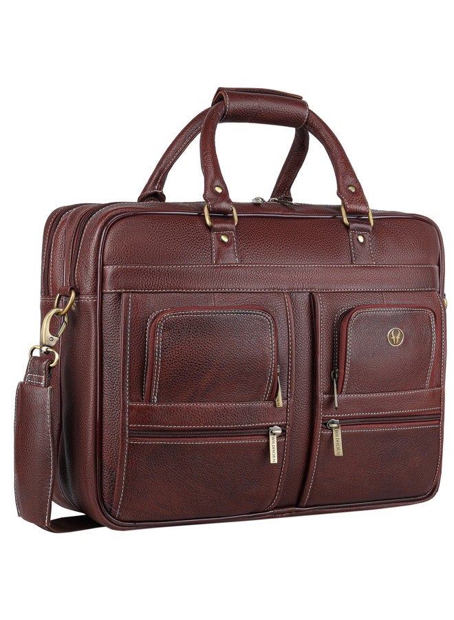 Wildhorn حقيبة حاسوب محمول للرجال من وايلد هورن جلد طبيعي 15.6 بوصة | حقيبة مكتب مع جيوب متعددة ومساحة تخزين إضافية | مقابض حمل قوية وحزام قابل للتعديل | ضمان لمدة سنة واحدة - Image 1