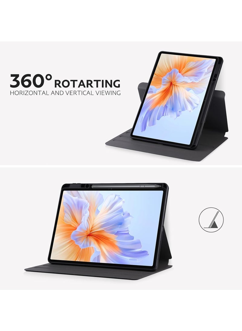 Case Compatible with Honor Pad V9 11.5 inch 2025 Tablet Protector Rotating 360 Solid Color Leather Protective Case Holster with Pen Holder (Black) - Image 3
