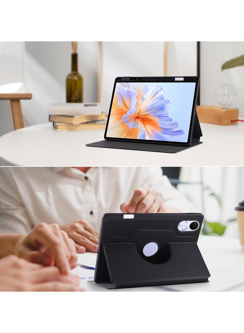 Case Compatible with Honor Pad V9 11.5 inch 2025 Tablet Protector Rotating 360 Solid Color Leather Protective Case Holster with Pen Holder (Black) - Image 4