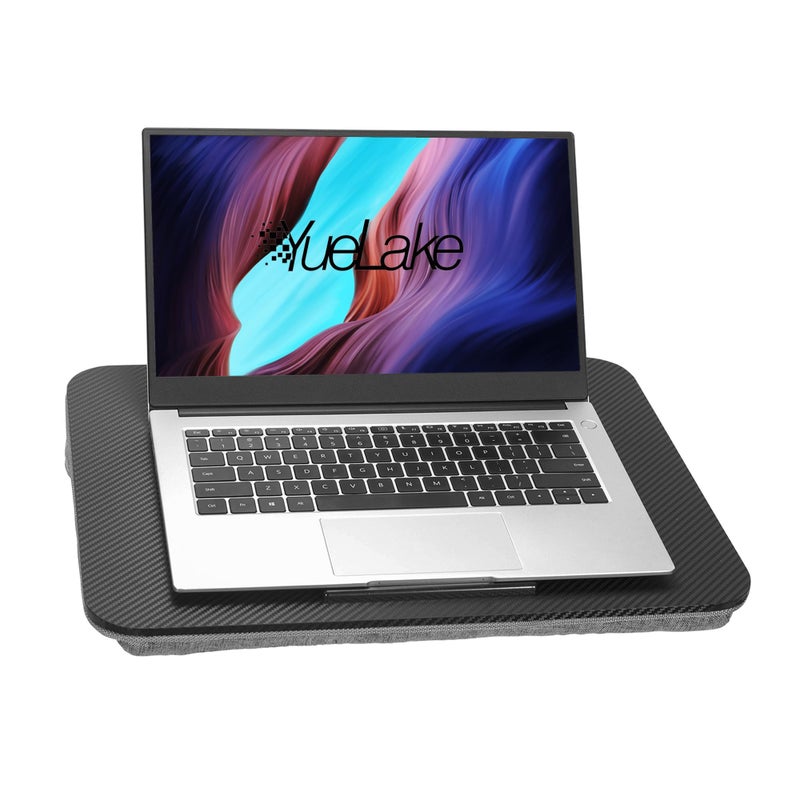 YUELAKE Portable Laptop Desk Fits Up to 16â€œ Laptops, with Tablet Slot, Built-in Cushion, Great for Home & Office,Lap Desk for Laptop,Lap Desk with Cushion (Black, Medium) - Image 1