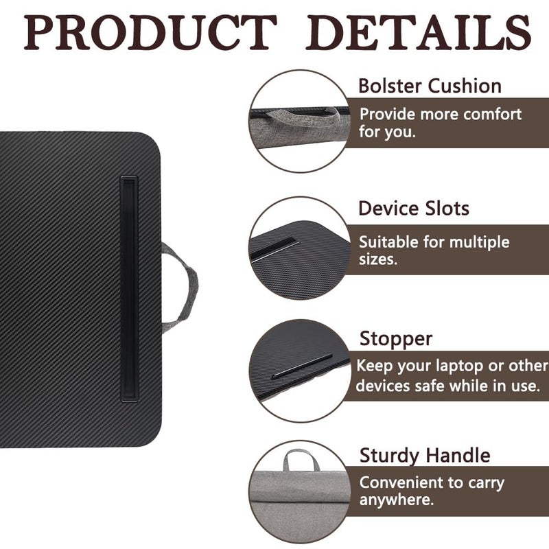 YUELAKE Portable Laptop Desk Fits Up to 16â€œ Laptops, with Tablet Slot, Built-in Cushion, Great for Home & Office,Lap Desk for Laptop,Lap Desk with Cushion (Black, Medium) - Image 5