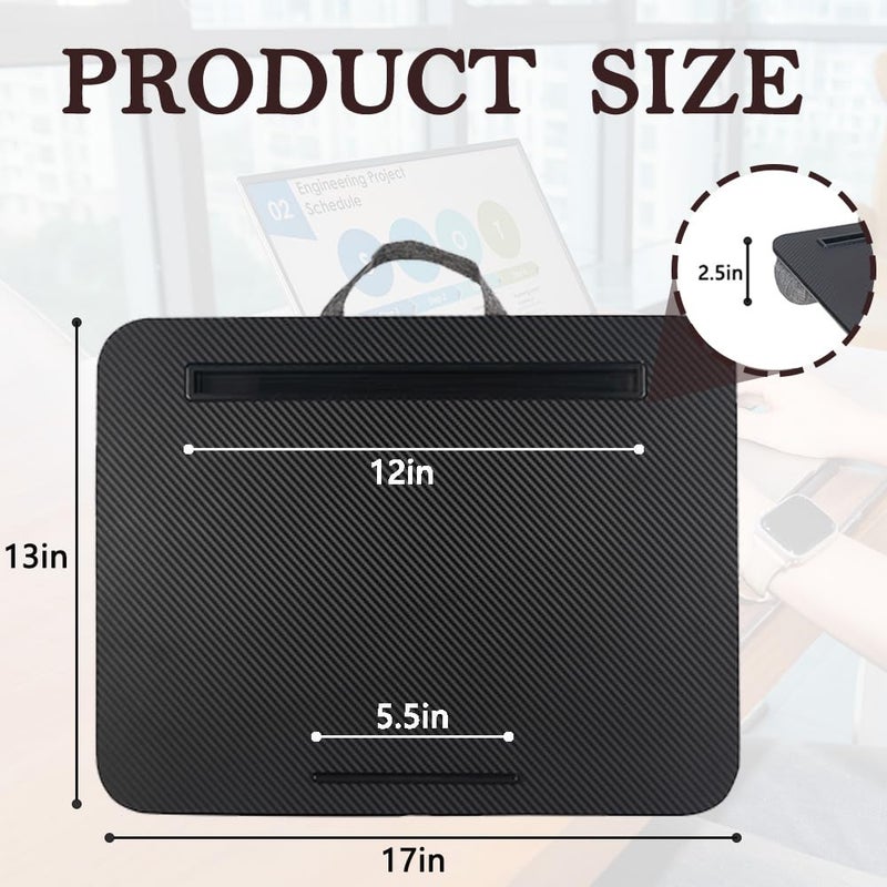 YUELAKE Portable Laptop Desk Fits Up to 16â€œ Laptops, with Tablet Slot, Built-in Cushion, Great for Home & Office,Lap Desk for Laptop,Lap Desk with Cushion (Black, Medium) - Image 2