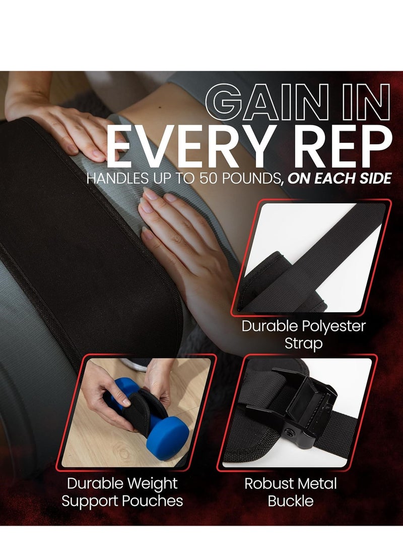 Hip Thrust Belt For Dumbbells Heavy,Kettlebells,Plates-Ultra-Durable Booty Belt for Hip Thrust-Hip Thrust Pad With Weight Support Pouches for Ultimate Stability and Comfort-Weight Lifting Belt