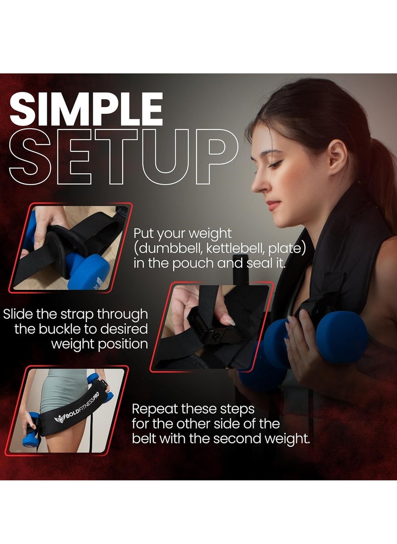 Hip Thrust Belt For Dumbbells Heavy,Kettlebells,Plates-Ultra-Durable Booty Belt for Hip Thrust-Hip Thrust Pad With Weight Support Pouches for Ultimate Stability and Comfort-Weight Lifting Belt