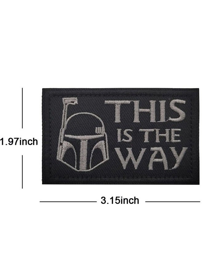 Beifeitu This is The Way Mandalorian Full Helmet Inspired Military Patch Fastener Hook and Loop Backing Appliques Tactical Badges Embroidered Fabric Patches  - Image 2
