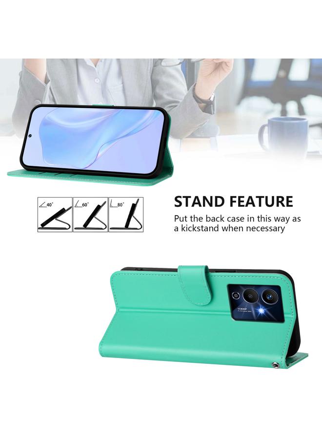 زبون جراب لهاتف Infinix Note 12 Pro 5G مصنوع من الجلد بلون سادة مع حبل - Image 3