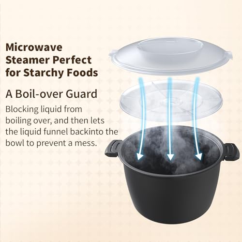 ReneeChef Professional Large Micro Cookware 3 Quart, Microwave Rice Cooker, Microwave Steamer for Vegetables, Safe as Mixing and Serving Bowls, Food Storage Container, Cooker for Microwave- BPA Free, Dishwasher Safe - Image 4