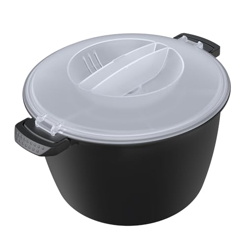 ReneeChef Professional Large Micro Cookware 3 Quart, Microwave Rice Cooker, Microwave Steamer for Vegetables, Safe as Mixing and Serving Bowls, Food Storage Container, Cooker for Microwave- BPA Free, Dishwasher Safe - Image 1