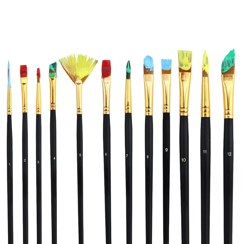 Twizzle Art Brush Set for Artists, Painting Brushes Set of 12 Professional Round Pointed Tip Nylon Hair Artist Acrylic Paint Brush for Acrylic/Water Colour/Oil Painting - Image 2