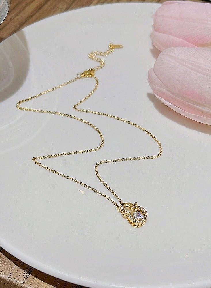 (Ramadan )Necklace for Girls ,Women's Shiny Necklace Lucky Gourd Necklace Women's Jewellery Women's Holiday Gift Suitable for Wife, Family, Friends (Gold) - Image 3