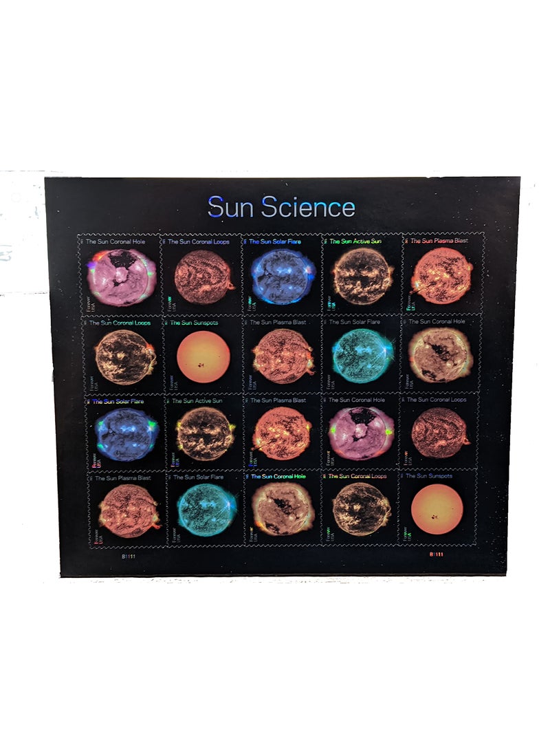 United States Postal Service Sun Science Coronal Hole Coronal Loops Solar Flare Active Sun Plasma Blast Sunspots Sheet of 20 FirstClass Mail Forever Postage Stamps 2021 Scott 55985607 