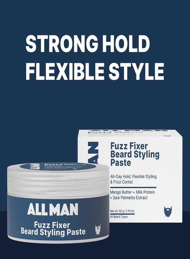Allman ALL MAN Fuzz Fixer Beard Styling Paste, Strong Hold Cream Wax, With Mango Butter & Milk Protein for Strong Hair | 50g - Image 2