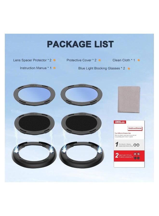 Lens Protector Cover Kit for Meta Quest 3, Protector Accessories Compatible with Oculus Quest 3, Glasses Spacer Anti-Scratch Ring with Blue Light Blocking Glasses for Meta Quest 3 - Image 4