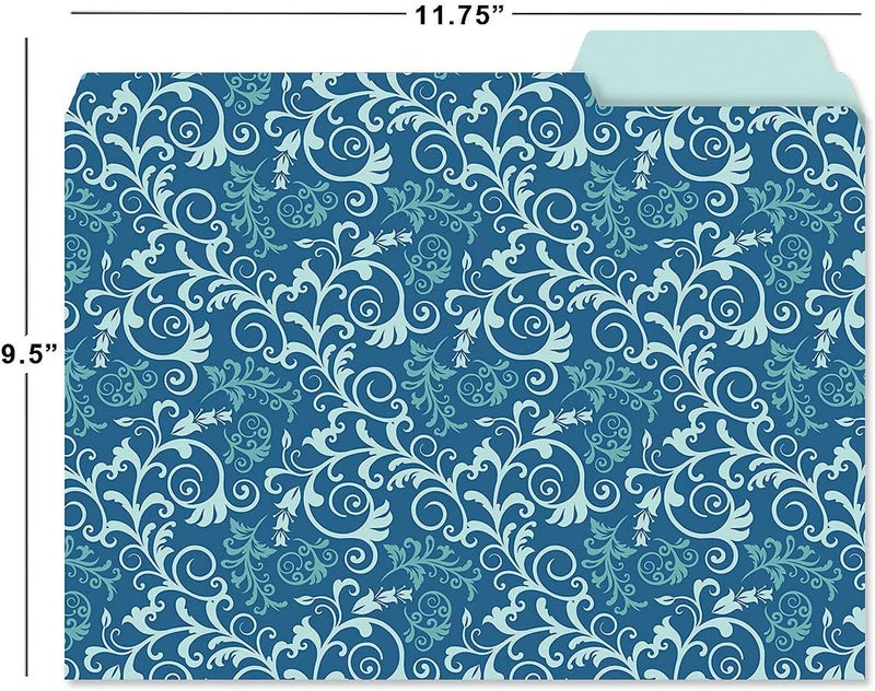 Current Coastal Blues File Folders Value Pack - Bulk Set of 24, 6 Pretty Decorative Designs, 1/3 Cut Tabs, Heavy-Duty Paper Stock, Office Supplies for Home & Work, 9-½” x 11-¾” Letter Size - Image 2