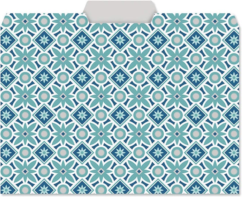Current Coastal Blues File Folders Value Pack - Bulk Set of 24, 6 Pretty Decorative Designs, 1/3 Cut Tabs, Heavy-Duty Paper Stock, Office Supplies for Home & Work, 9-½” x 11-¾” Letter Size - Image 4