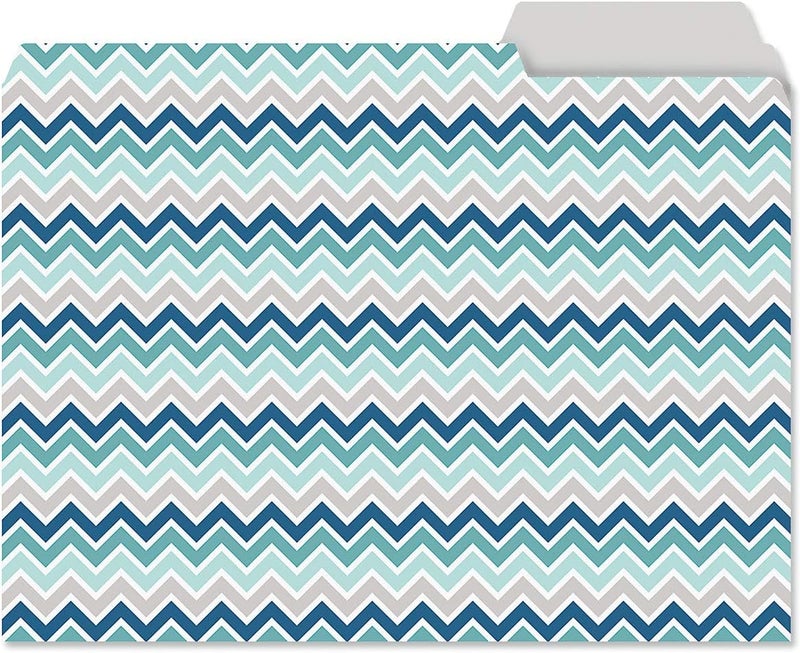 Current Coastal Blues File Folders Value Pack - Bulk Set of 24, 6 Pretty Decorative Designs, 1/3 Cut Tabs, Heavy-Duty Paper Stock, Office Supplies for Home & Work, 9-½” x 11-¾” Letter Size - Image 5