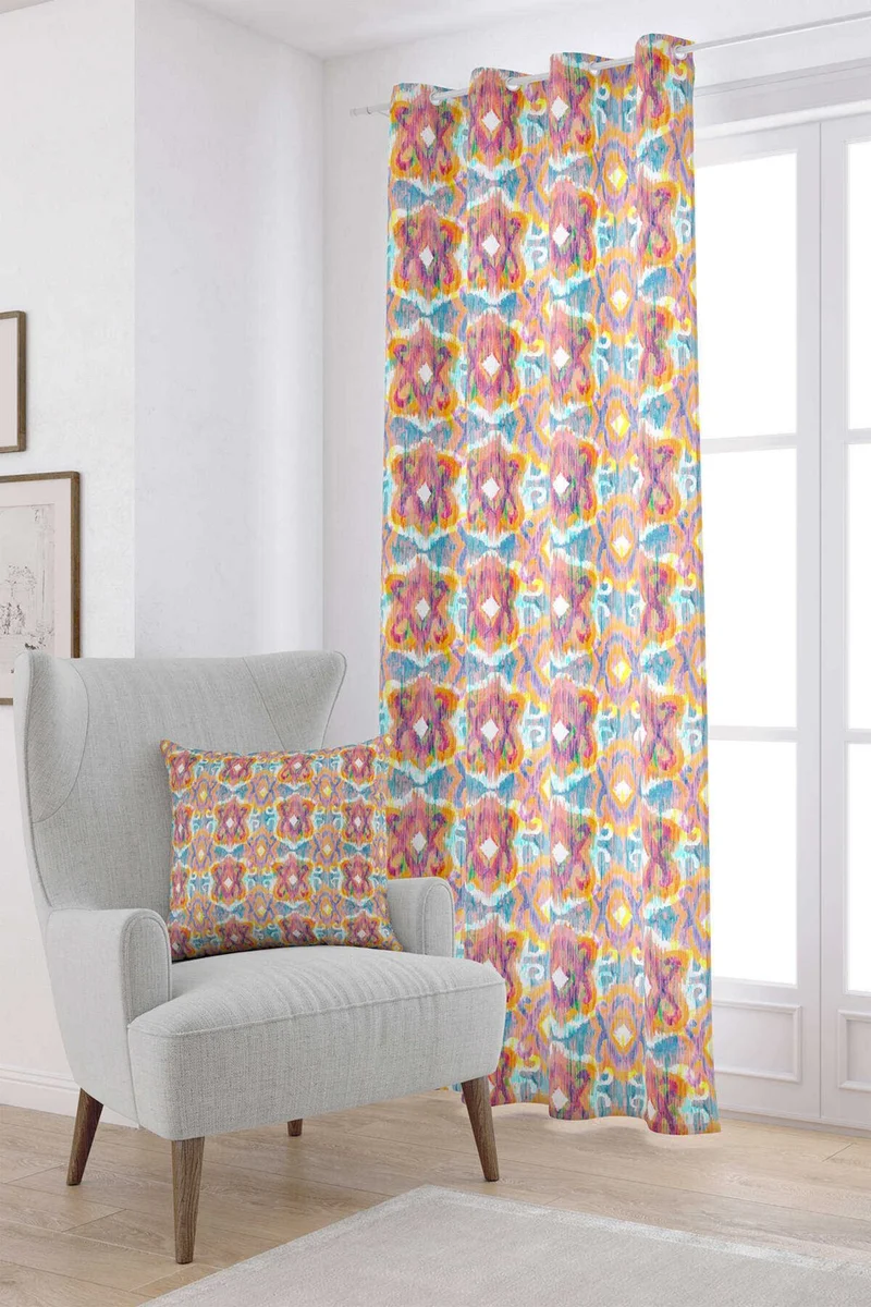Cango Home White Mixed Color Ethnic Decorative Digital Printed Curtain CGH162-PR