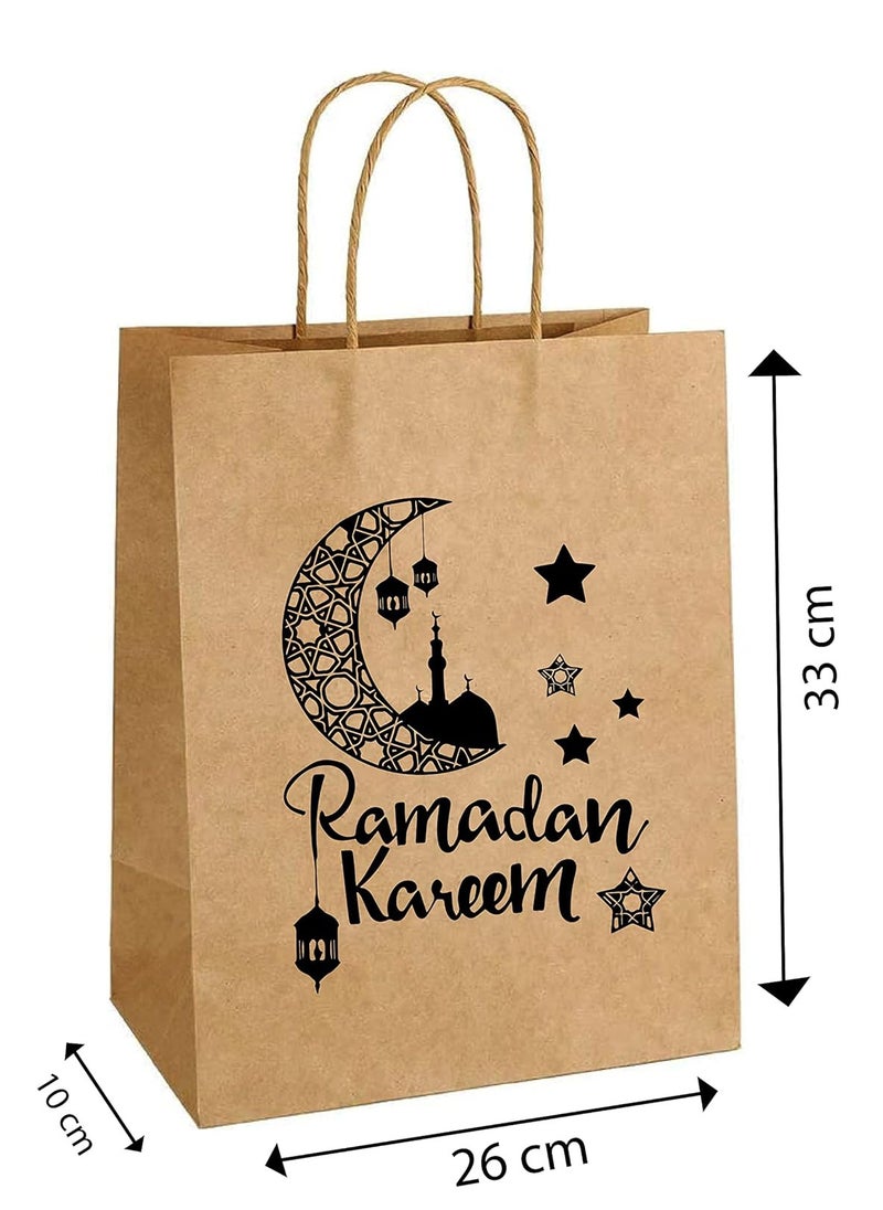 PRINTSHOP4ME 25Pcs Ramadan Kareem Kraft Brown Paper Gift Bags With Twisted Paper Handle Eco-Friendly ReUseable Biodegradeable Bags -Shopping Bag  - Image 2