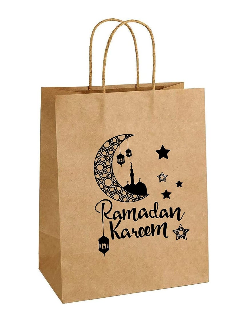 PRINTSHOP4ME 25Pcs Ramadan Kareem Kraft Brown Paper Gift Bags With Twisted Paper Handle Eco-Friendly ReUseable Biodegradeable Bags -Shopping Bag  - Image 1