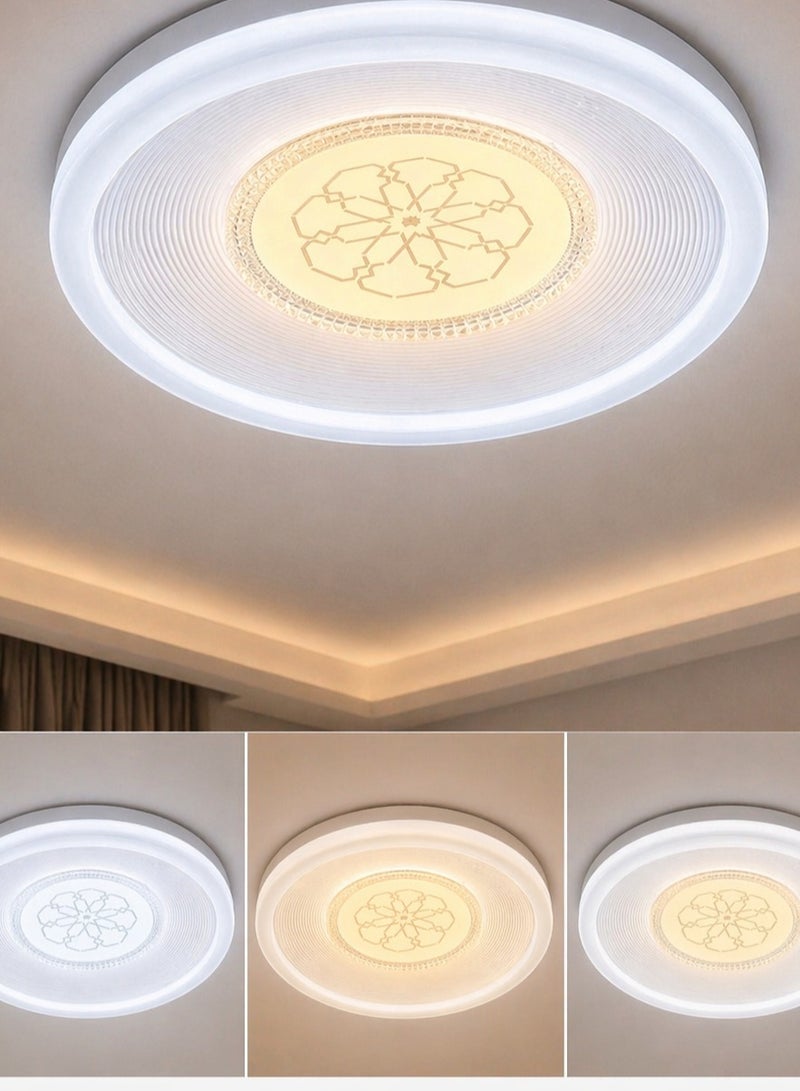 مودي مصباح سقف LED دائري 50 سم بثلاثة أوضاع إضاءة (دافئ / أبيض / أبيض بارد) تصميم عصري فاخر لغرف النوم والصالات والممرات - Image 2