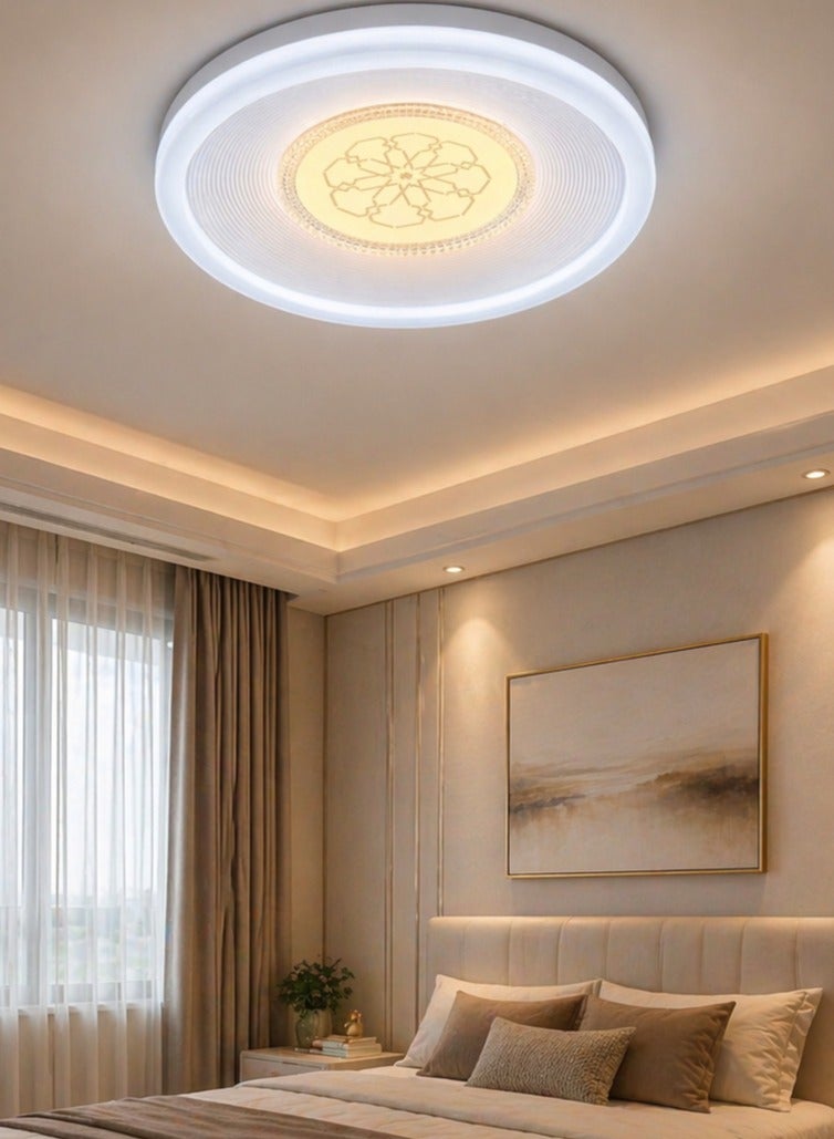مودي مصباح سقف LED دائري 50 سم بثلاثة أوضاع إضاءة (دافئ / أبيض / أبيض بارد) تصميم عصري فاخر لغرف النوم والصالات والممرات - Image 1