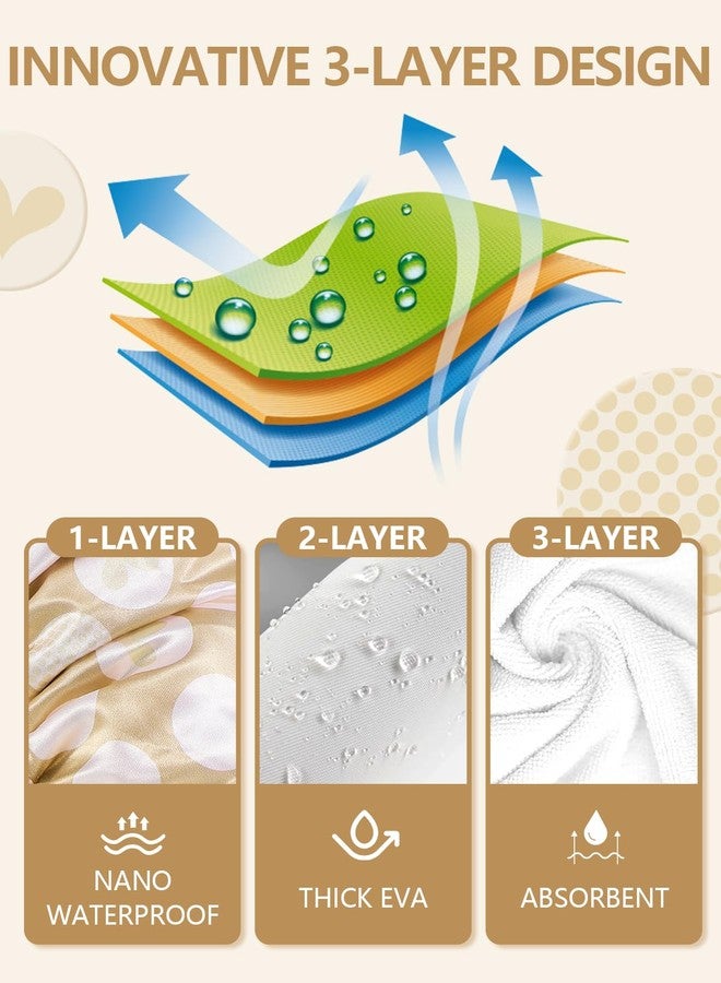 Years calm Terry Lined Shower Cap, Triple Layer Heart Motifs,Waterproof Reusable Elastic,Hair Shower Cap for Women,Terry Cloth Shower Caps for Spa,Clean,Trave (Beige, One Size) - Image 3