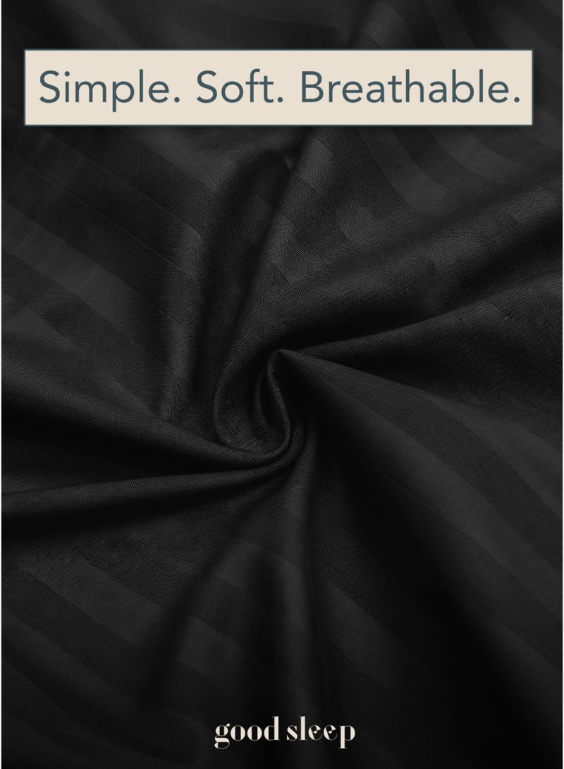 Good Sleep Premium Striped Bedding Set – 3-Piece Black | King Size 220x240 cm | Ultra-Soft, Wrinkle-Resistant & Made in Dubai | Includes Fitted Sheet & 2 Pillowcases - Image 4