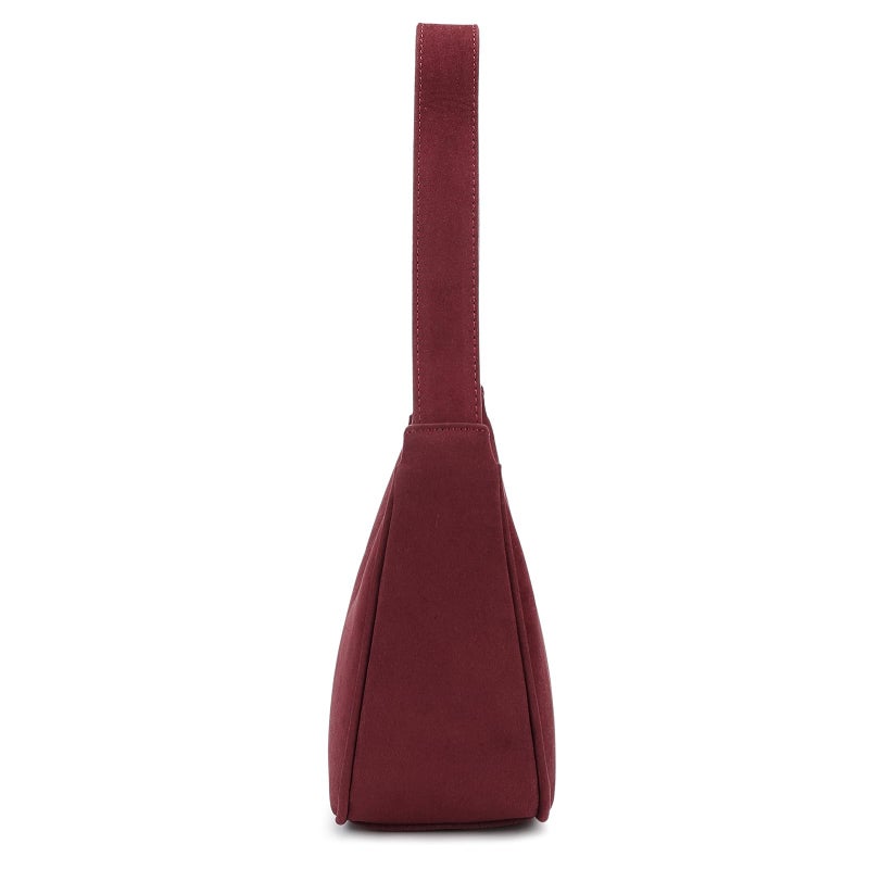 CYHTWSDJ Shoulder Bags for Women, Cute Hobo Tote Handbag Mini Clutch Purse with Zipper Closure (Suede-Cherry) - Image 4
