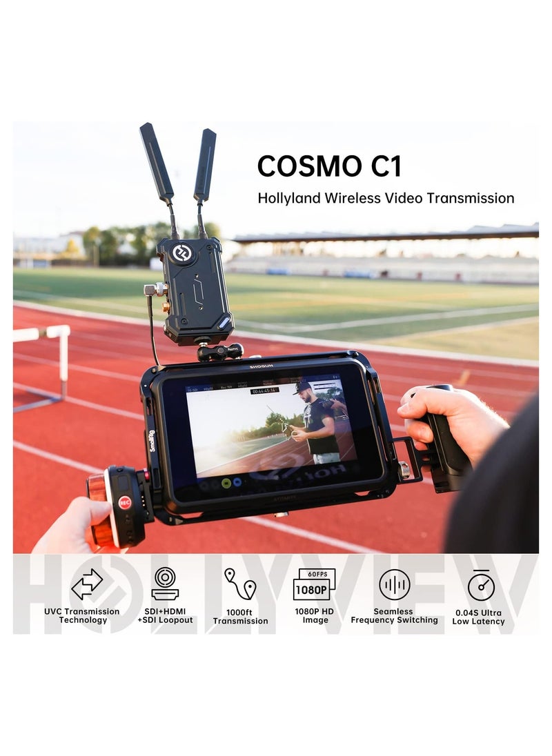 Hollyland COSMO C1 1000ft Wireless HDMI/SDI Video Transmission System – 40ms Latency, 1080p60, HEVO Technology, UVC Live Streaming, SDI Loopout