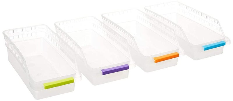 Inditradition Plastic Space Saver Food Storage Fridge Shelf Organizer Basket (Transparent) - Pack of 4 - Image 1
