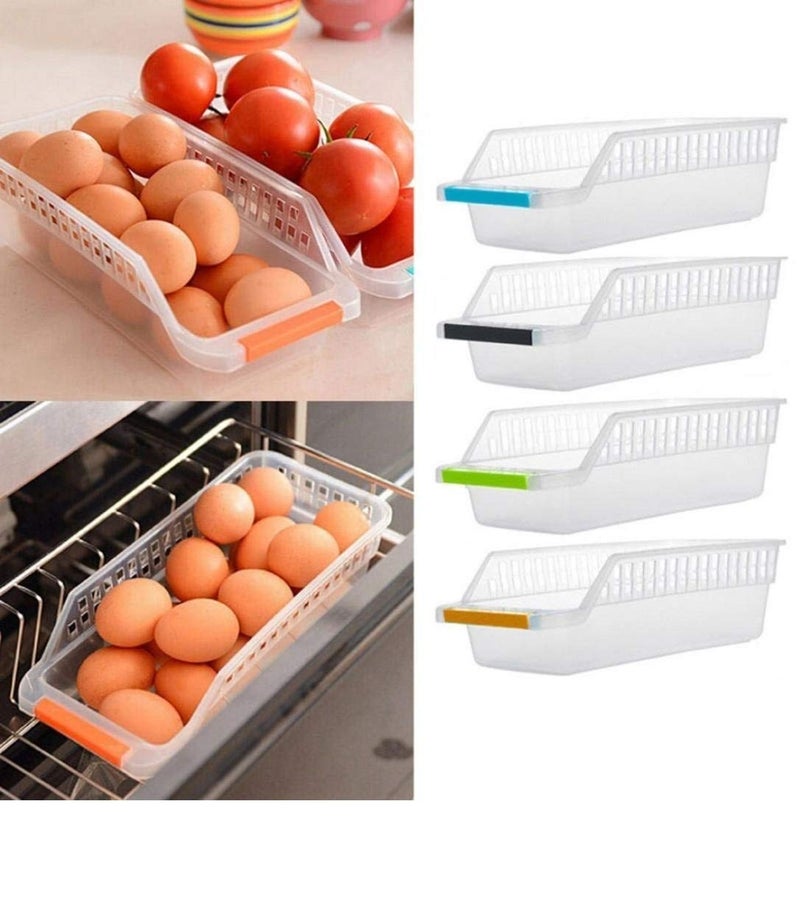 Inditradition Plastic Space Saver Food Storage Fridge Shelf Organizer Basket (Transparent) - Pack of 4 - Image 2