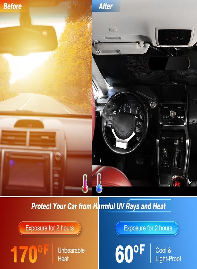Pleneal Windshield Sun Shade - Car Sun Shade Windshield, Cute Reflector Sunshade Offers Ultimate Protection for Car Interior - Image 3