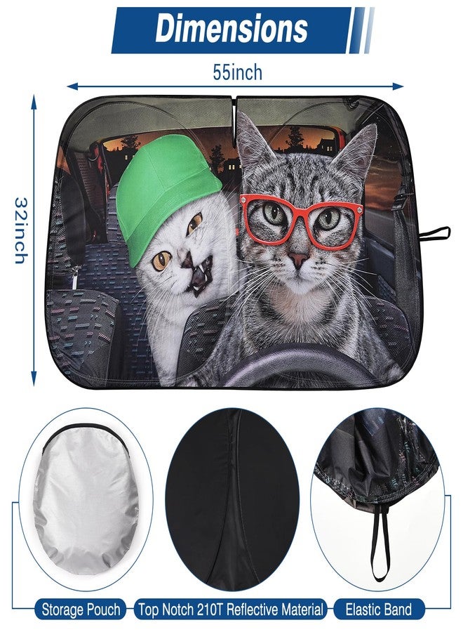 Pleneal Windshield Sun Shade - Car Sun Shade Windshield, Cute Reflector Sunshade Offers Ultimate Protection for Car Interior - Image 2