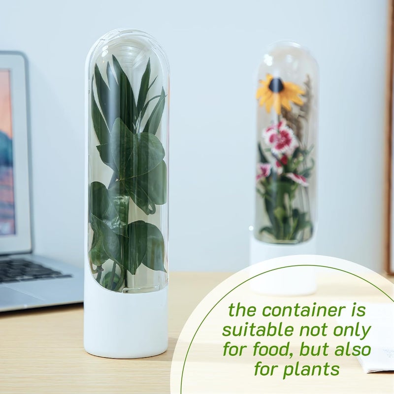 GRILAX GRILAX Herb Storage Containers for Refrigerator Asparagus Fresh Produce Keeper Pods for Mint Leaves Herbs and Fridge Organization PACK OF 2  - Image 3