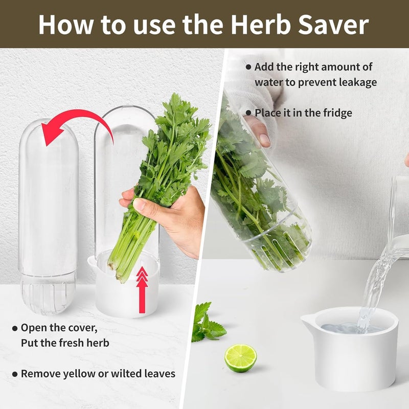 GRILAX GRILAX Herb Storage Containers for Refrigerator Asparagus Fresh Produce Keeper Pods for Mint Leaves Herbs and Fridge Organization PACK OF 2  - Image 4