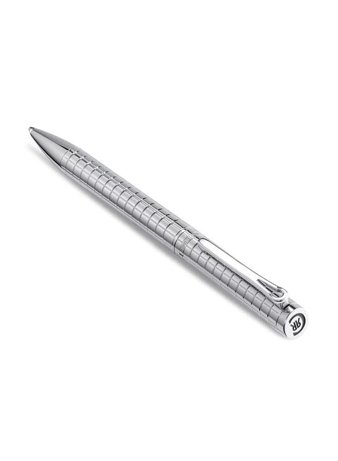 CERRUTI 1881 Nazzareno Ful Stainless Steel Twist Ballpoint Pen for Men, Blue Ink