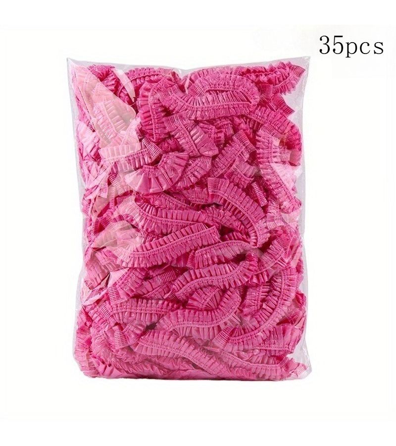 11pcs Thick Pink Shower Cap And Headband For Long Hair Braids Spa Travel - Image 3