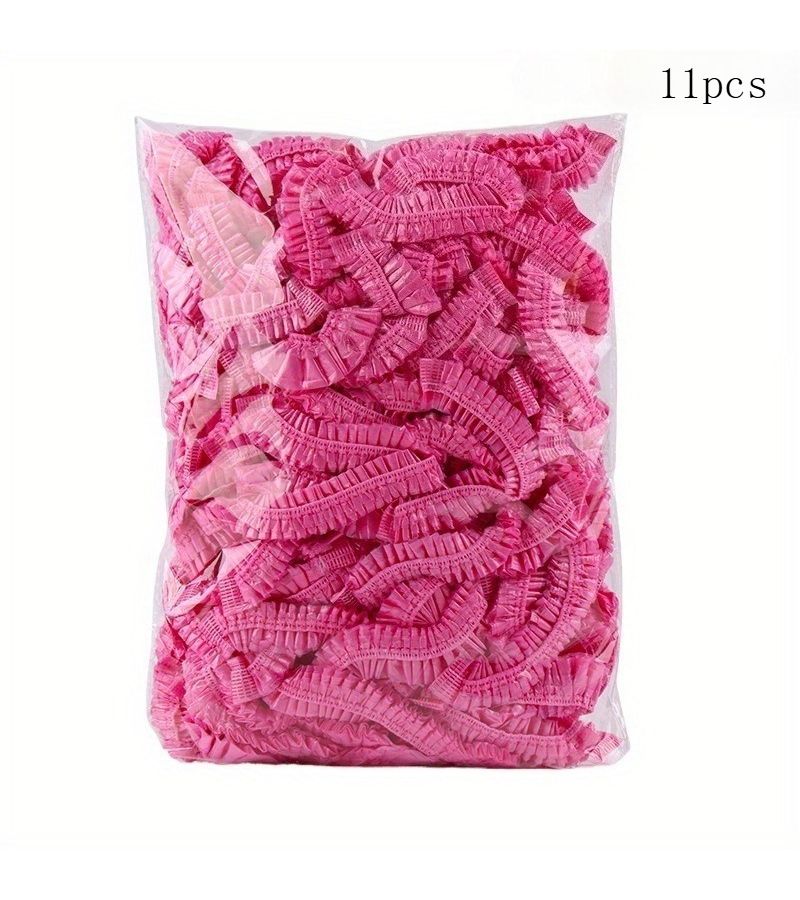 11pcs Thick Pink Shower Cap And Headband For Long Hair Braids Spa Travel - Image 1