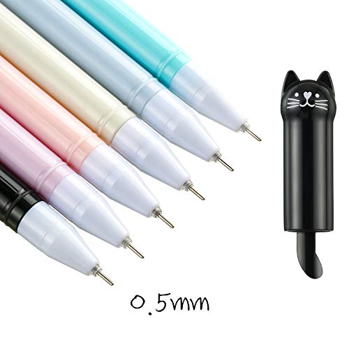 Outus مجموعة أقلام قطط لطيفة من أوتوس 14 مجموعة، 12 قلم جيل بتصميم قطط 0.5 مم و320 ملاحظة لاصقة كاواي كعلامات صفحات لمحبي القطط، الأطفال، النساء، مستلزمات المكتب والمدرسة والفصول الدراسية - Image 3